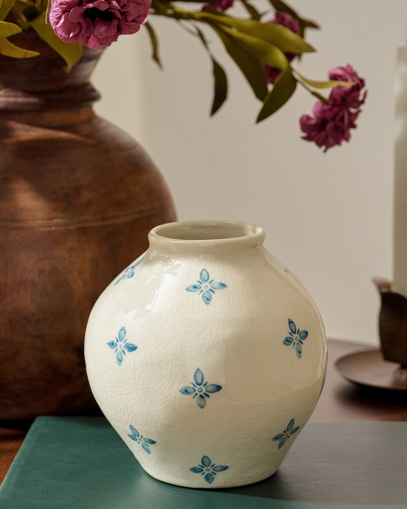 Cream and Blue Luna Bud Vase