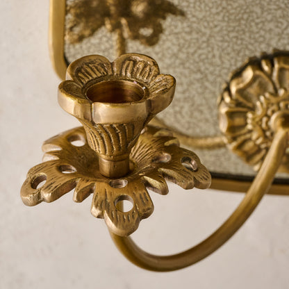 Maven Mirrored Double Wall Sconce up close shot of taper holder