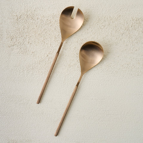 Antique Copper Ribbed Serving Set