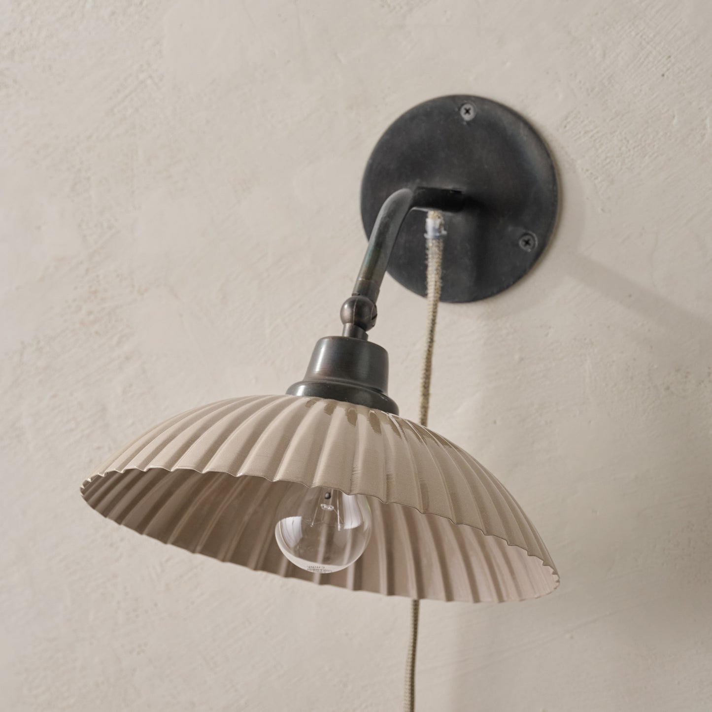 Chester Enamel Plug-in Sconce - Taupe with Bronze