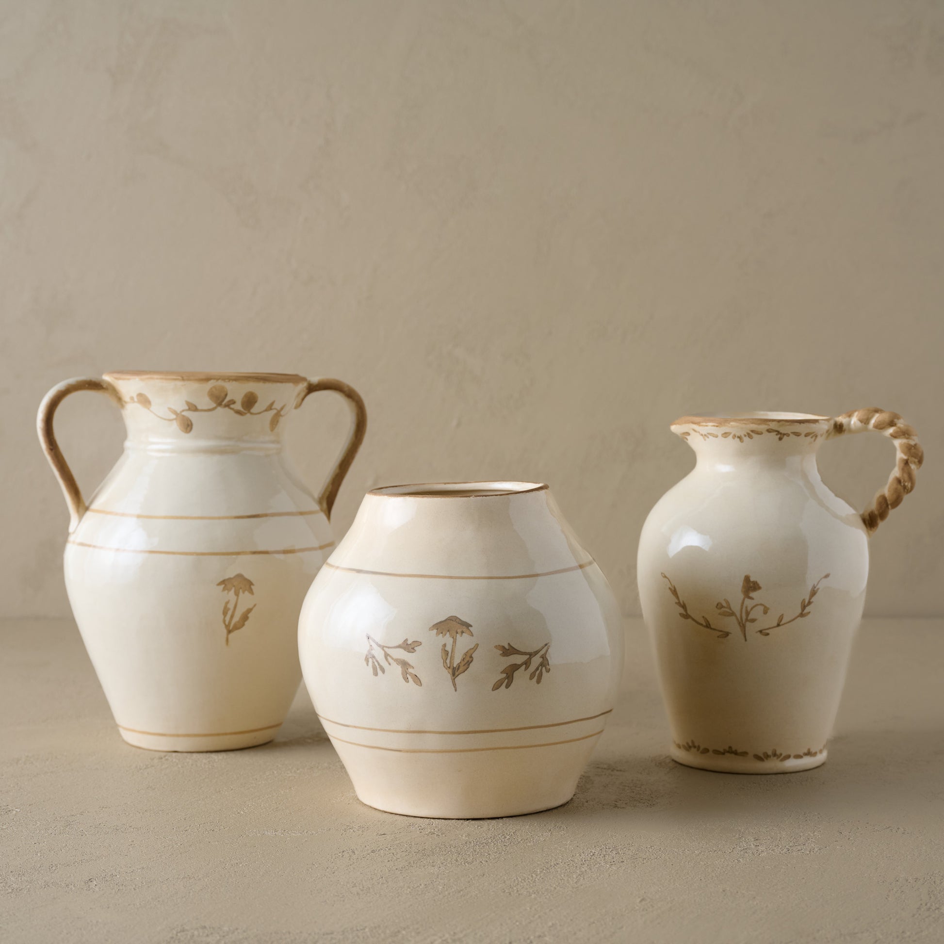 Nadine Ceramic Round Vase shown with other Nadine pieces