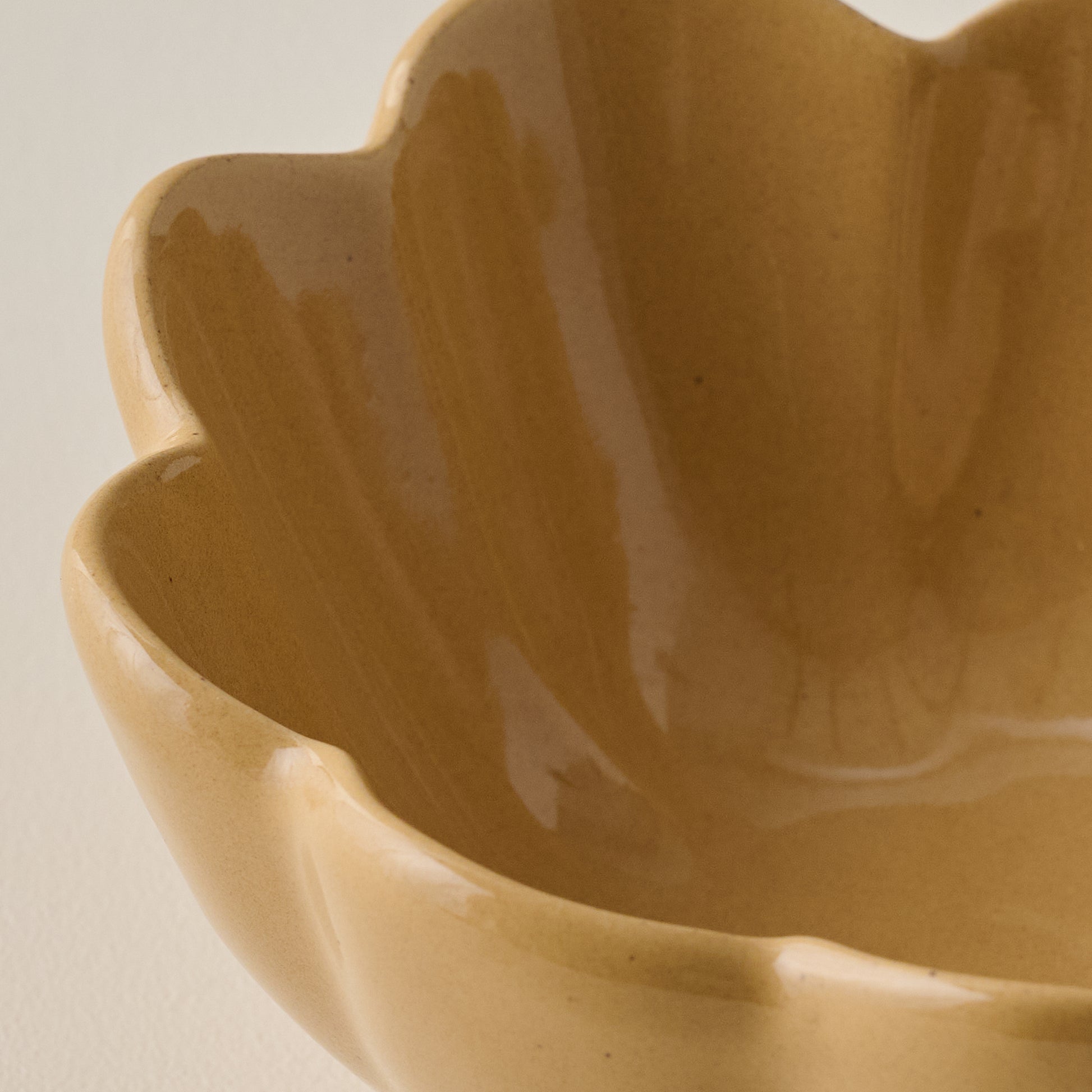 Ochre Scalloped Mini Bowl up close