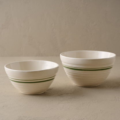 The Cottage Collection Forest Green Striped Mixing Bowl Set