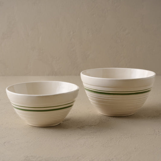 The Cottage Collection Forest Green Striped Mixing Bowl Set