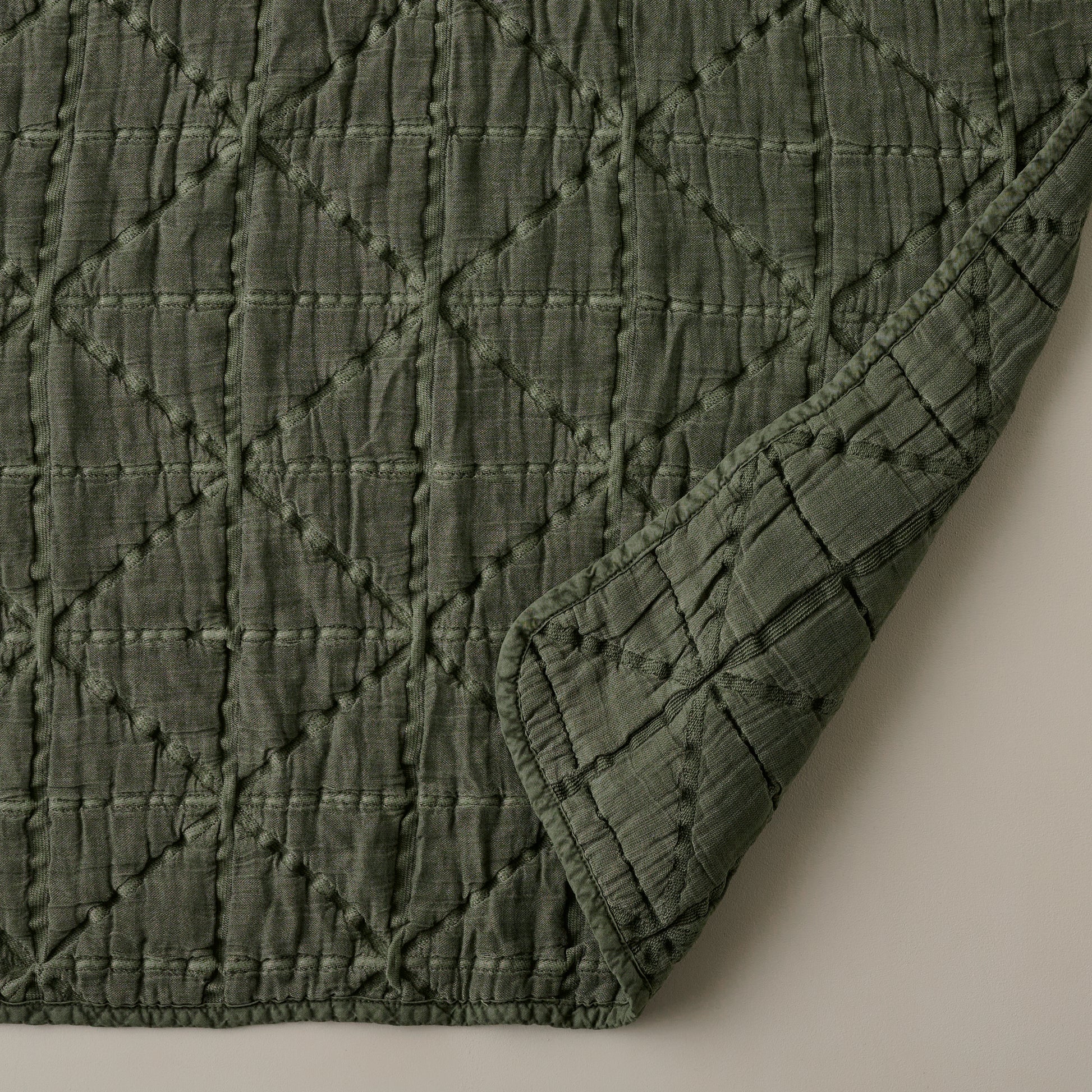 Sutton Winter Moss Matelasse Coverlet up close