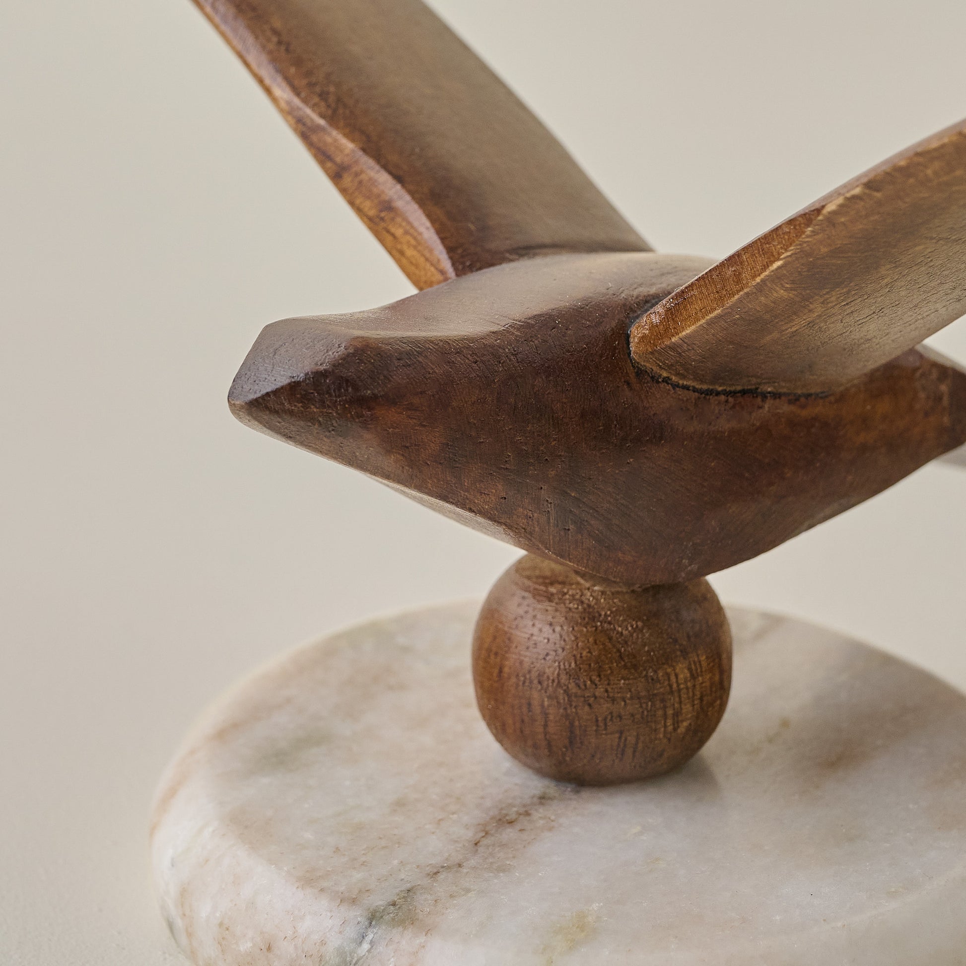 Marble and Wood Bird Sit About up close