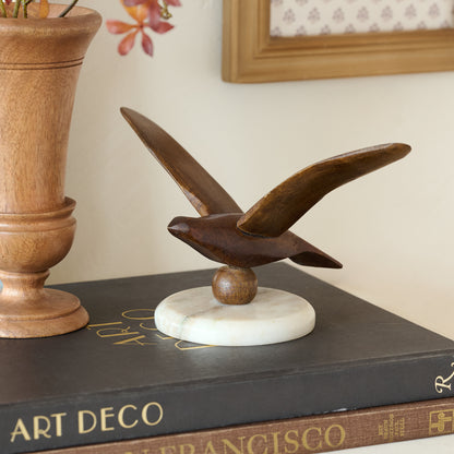 Marble and Wood Bird Sit About shown styled