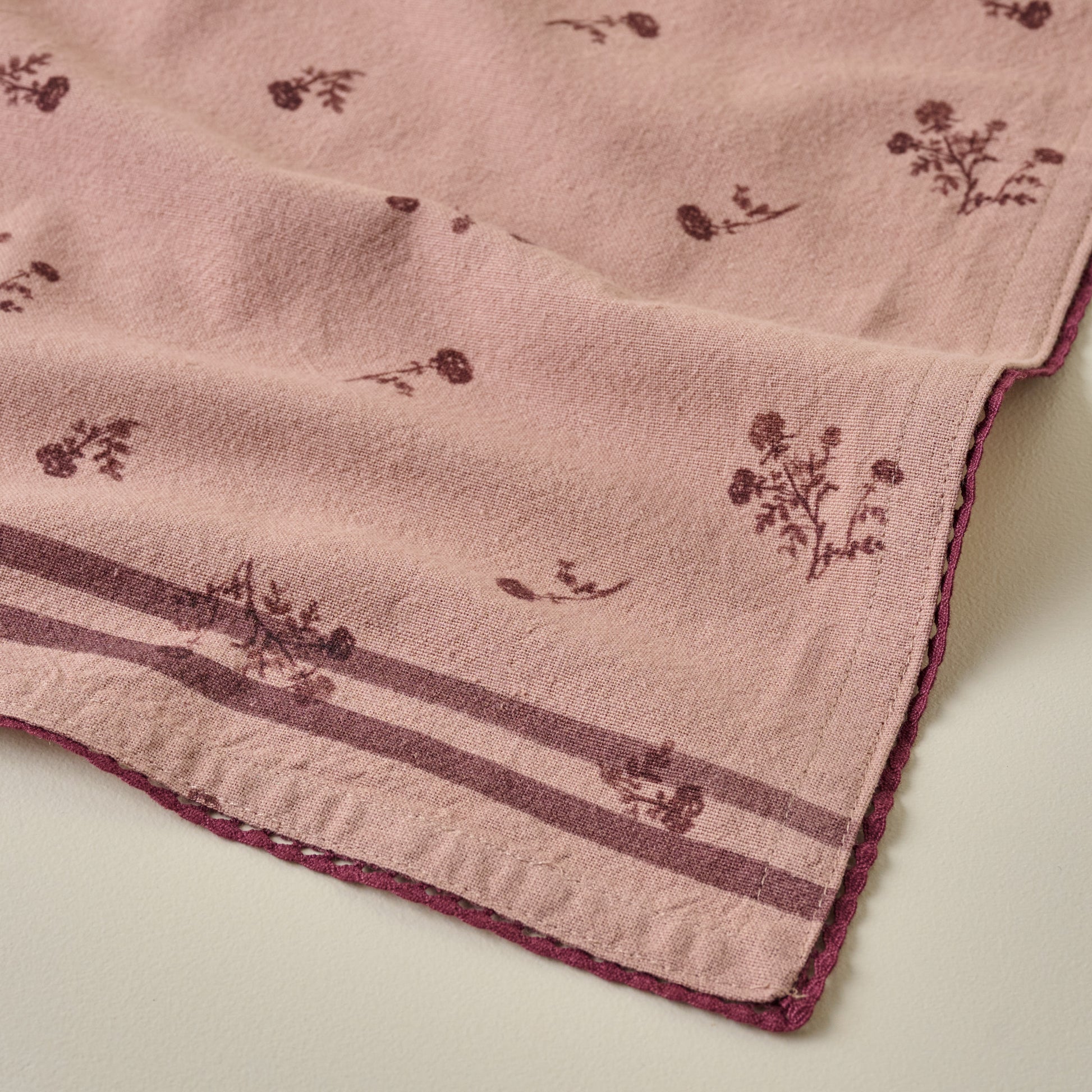 Magnolia Blush Ditsy Rose Napkin Set of Four corner up close