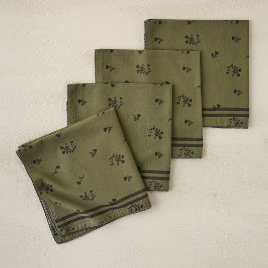 Magnolia Green Ditsy Rose Napkin Set of Four