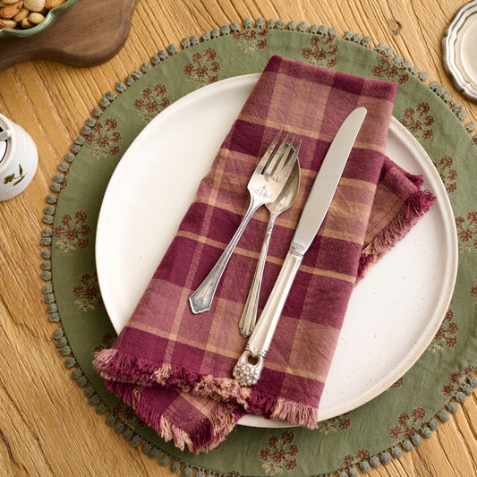 Maisley Plaid Napkin Set of Four shown on table