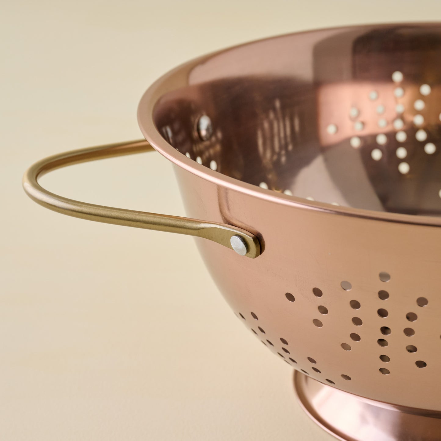 Copper + Brass Colander zoomed in