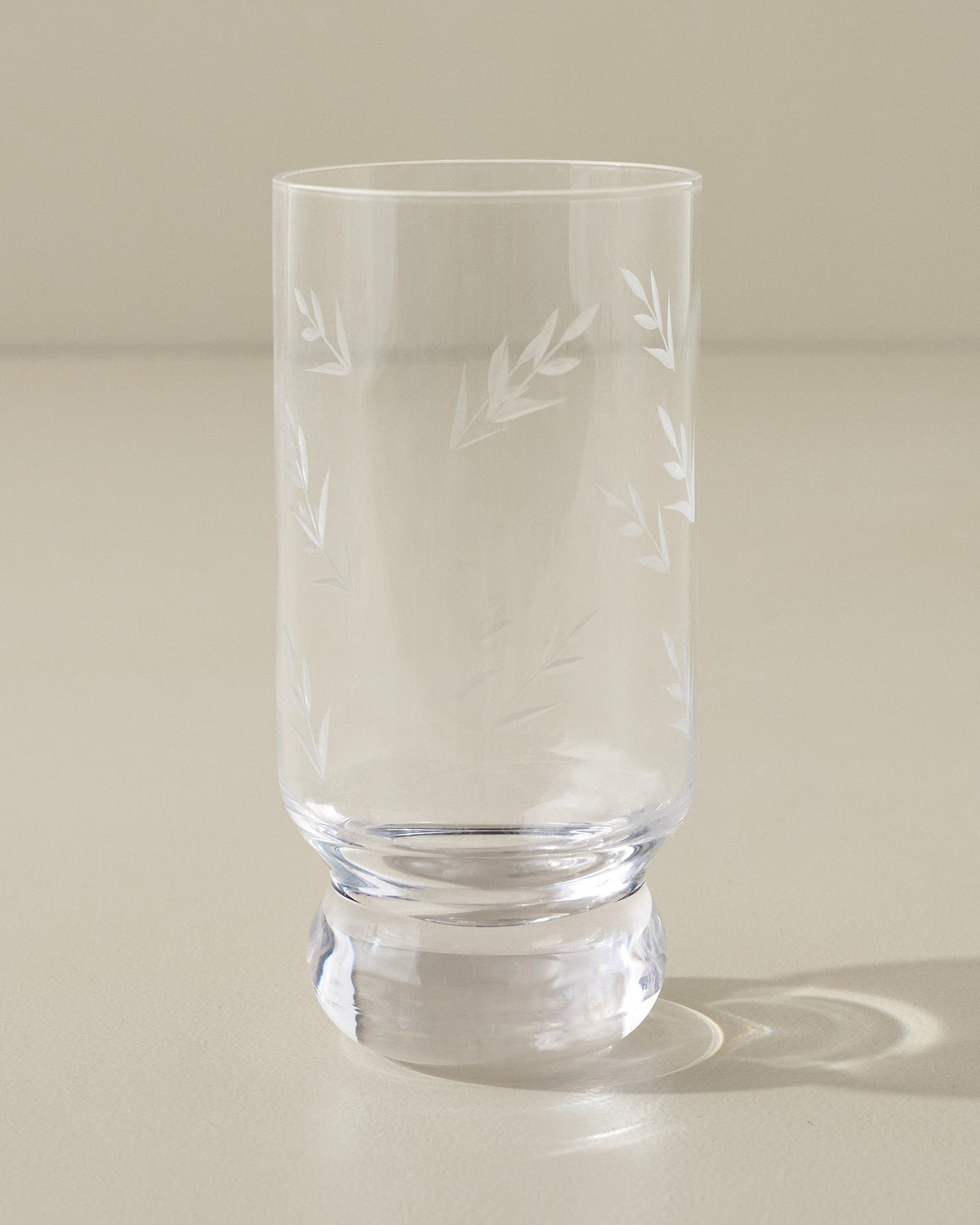 Large Vintage-Inspired Etched Glass Tumbler