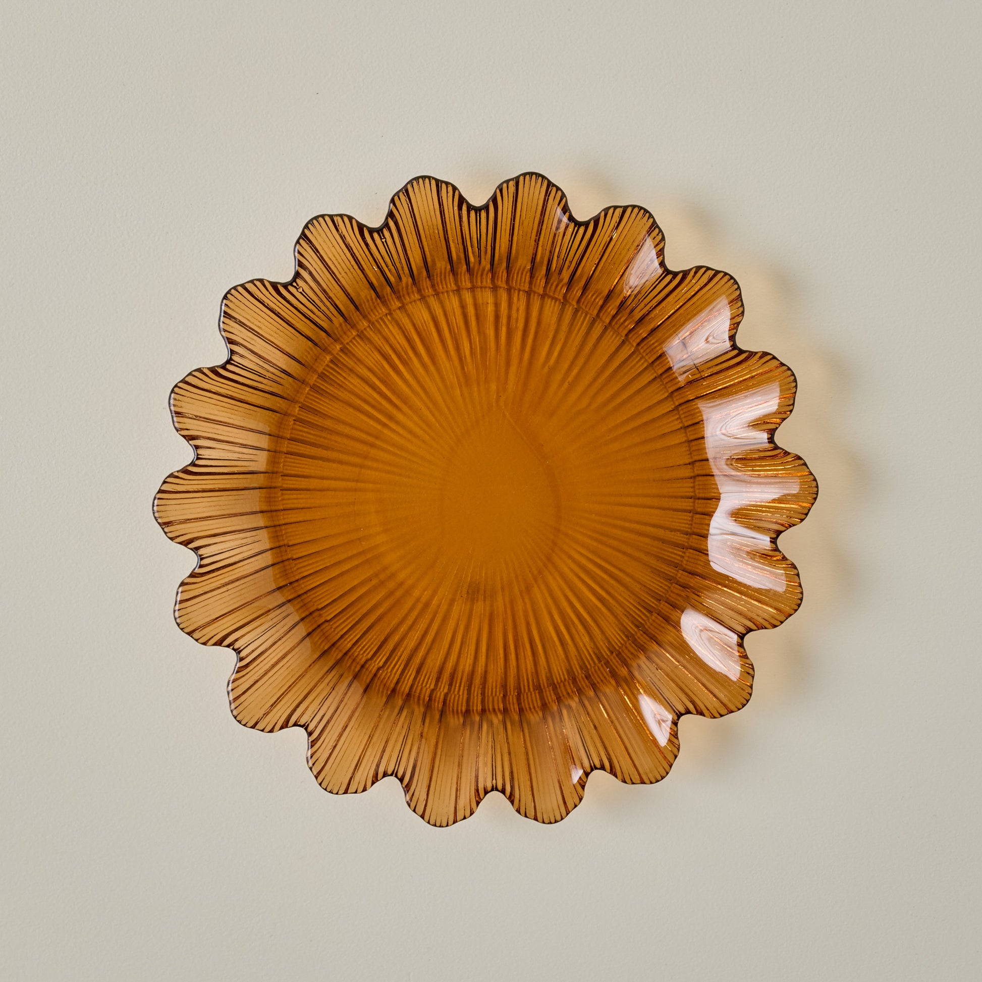 Emmeline Amber Scalloped Glass Plate