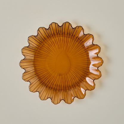 Emmeline Amber Scalloped Glass Plate