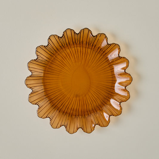Emmeline Amber Scalloped Glass Plate