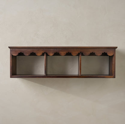 Linnea Antiqued Wood Cubby Shelf in Coffee color