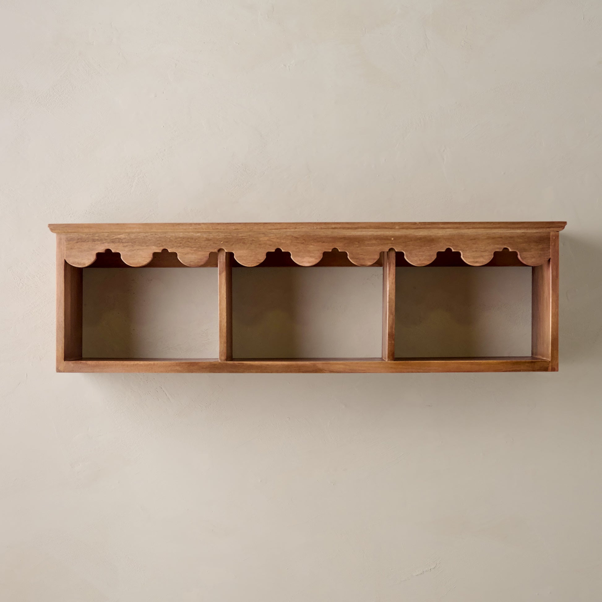 Linnea Antiqued Wood Cubby Shelf in Linnea Brown color