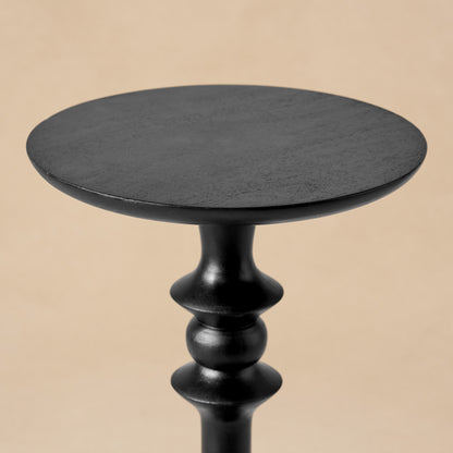 Enzo Turned Wood Cocktail Table in black close up