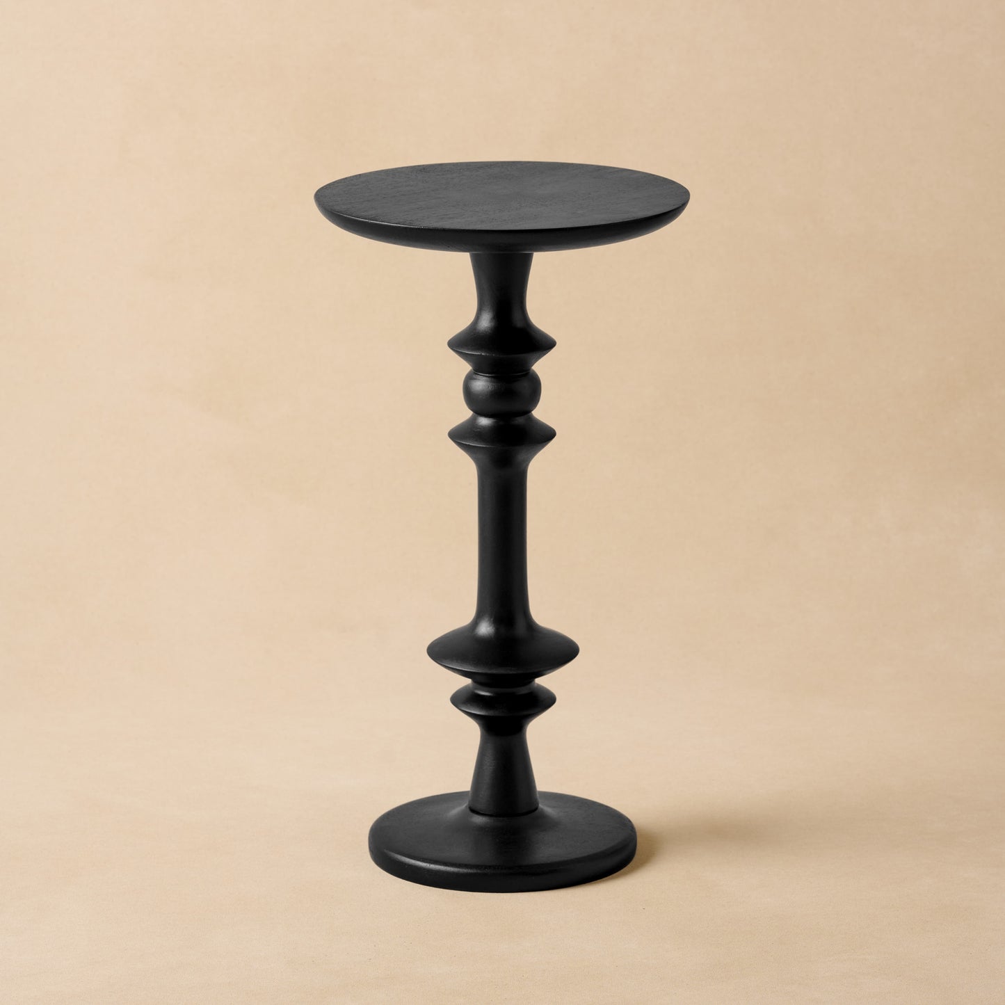 Enzo Turned Wood Cocktail Table in black