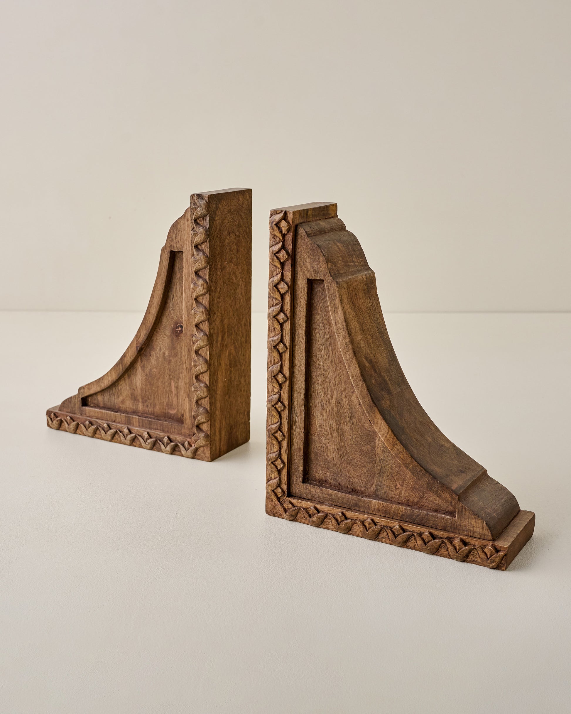 Warren Hand Carved Wood Bookends