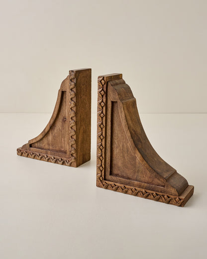Warren Hand Carved Wood Bookends