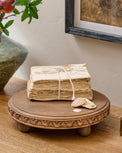 Warren Carved Wood Riser shown styled