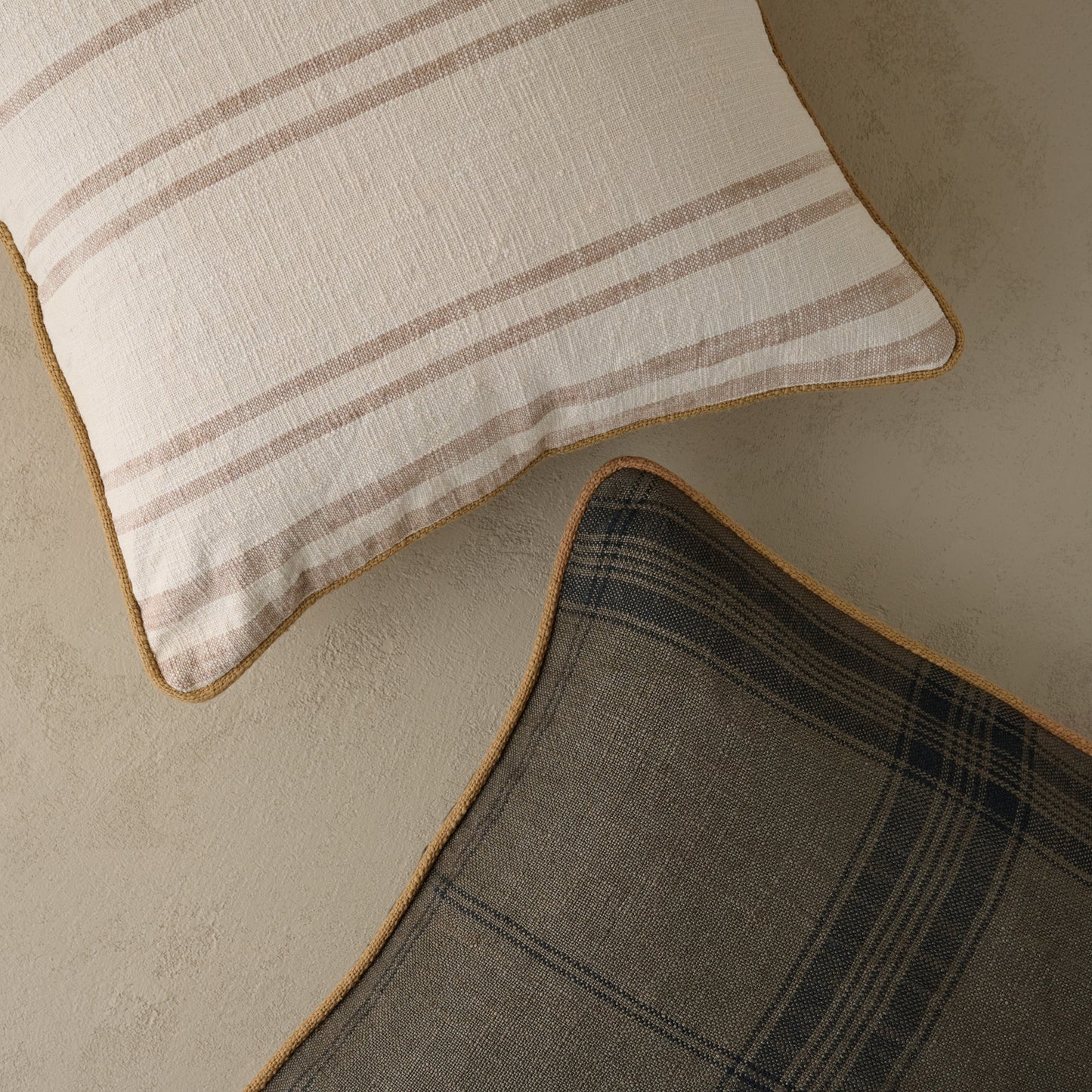 Vintage Stripe Pillow shown with anothr throw pillow