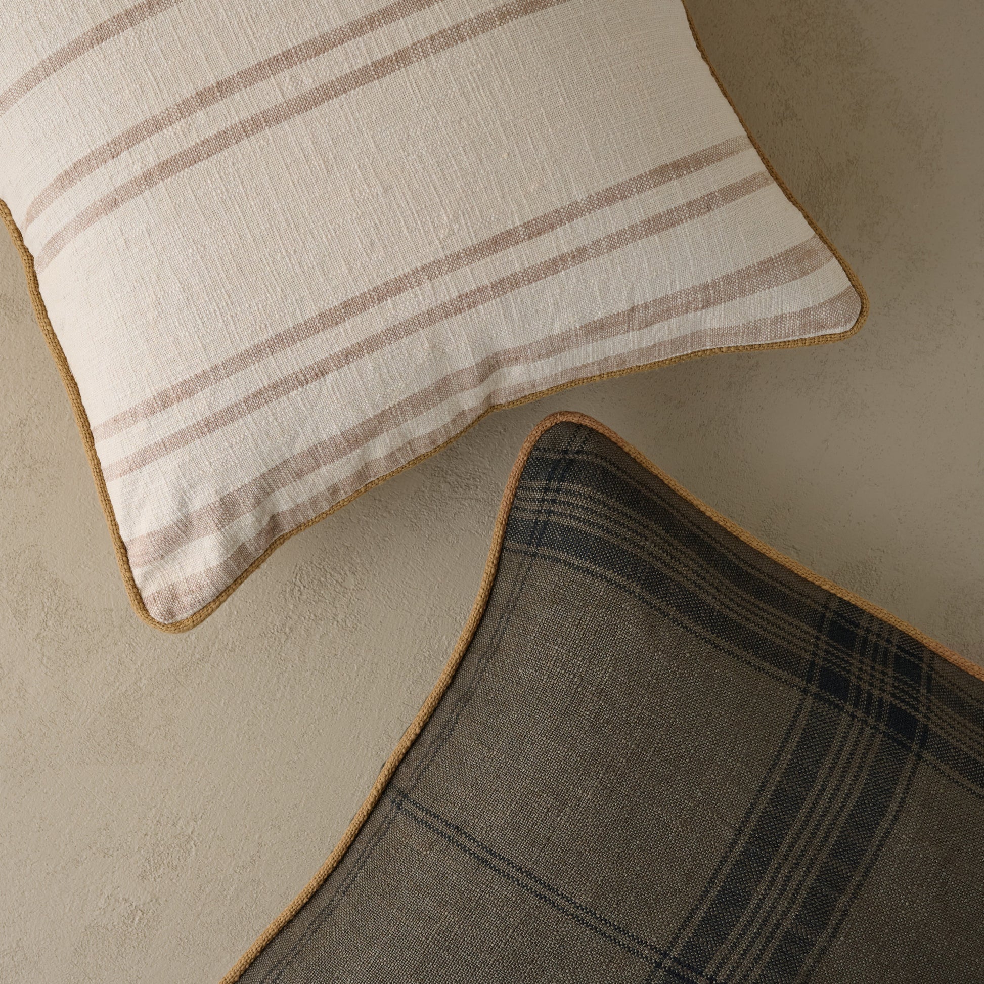 Vintage Stripe Pillow shown with anothr throw pillow
