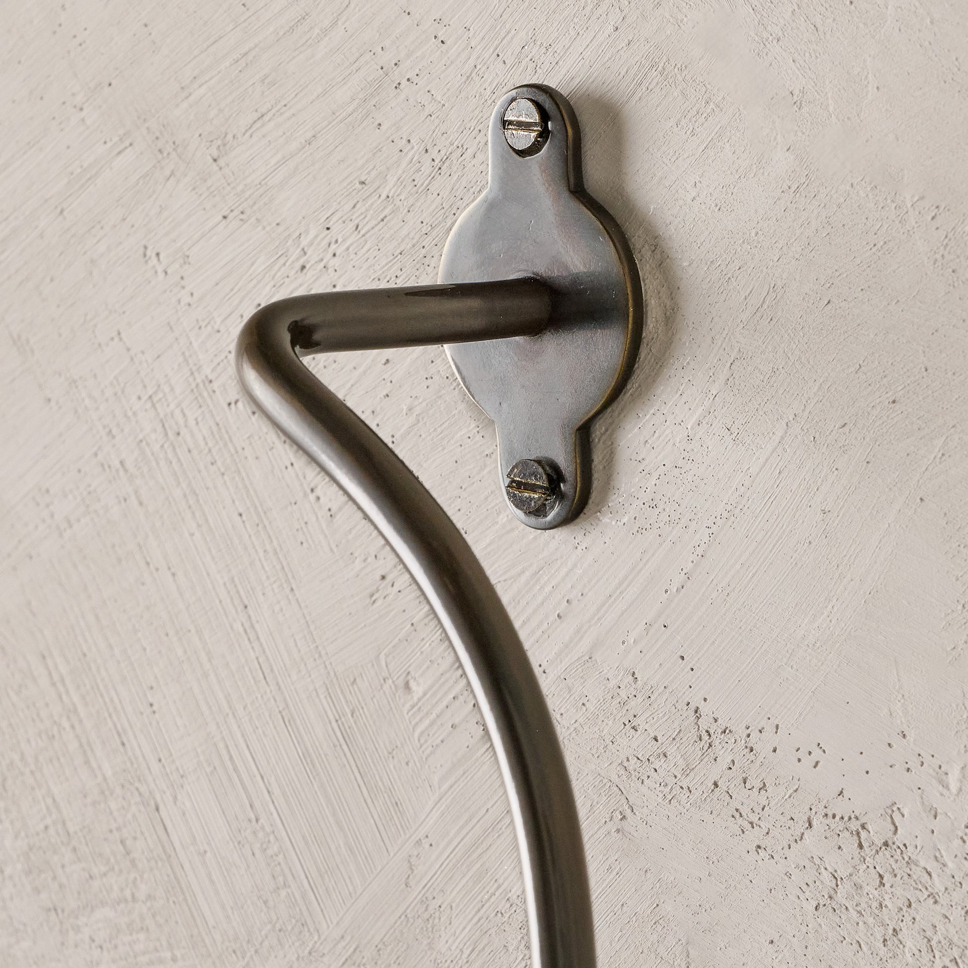 Antique Bronze Metal Towel Ring close up