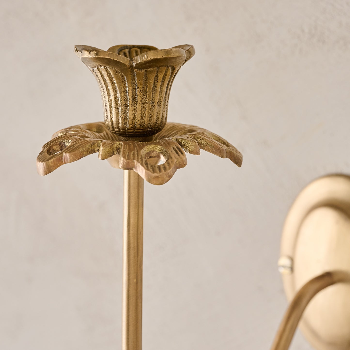 Antique Brass Floral Sconce up close