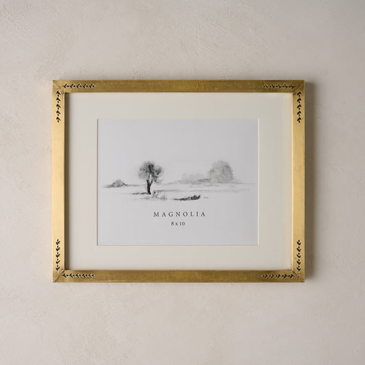8x10 Floral Antique Brass Picture Frame
