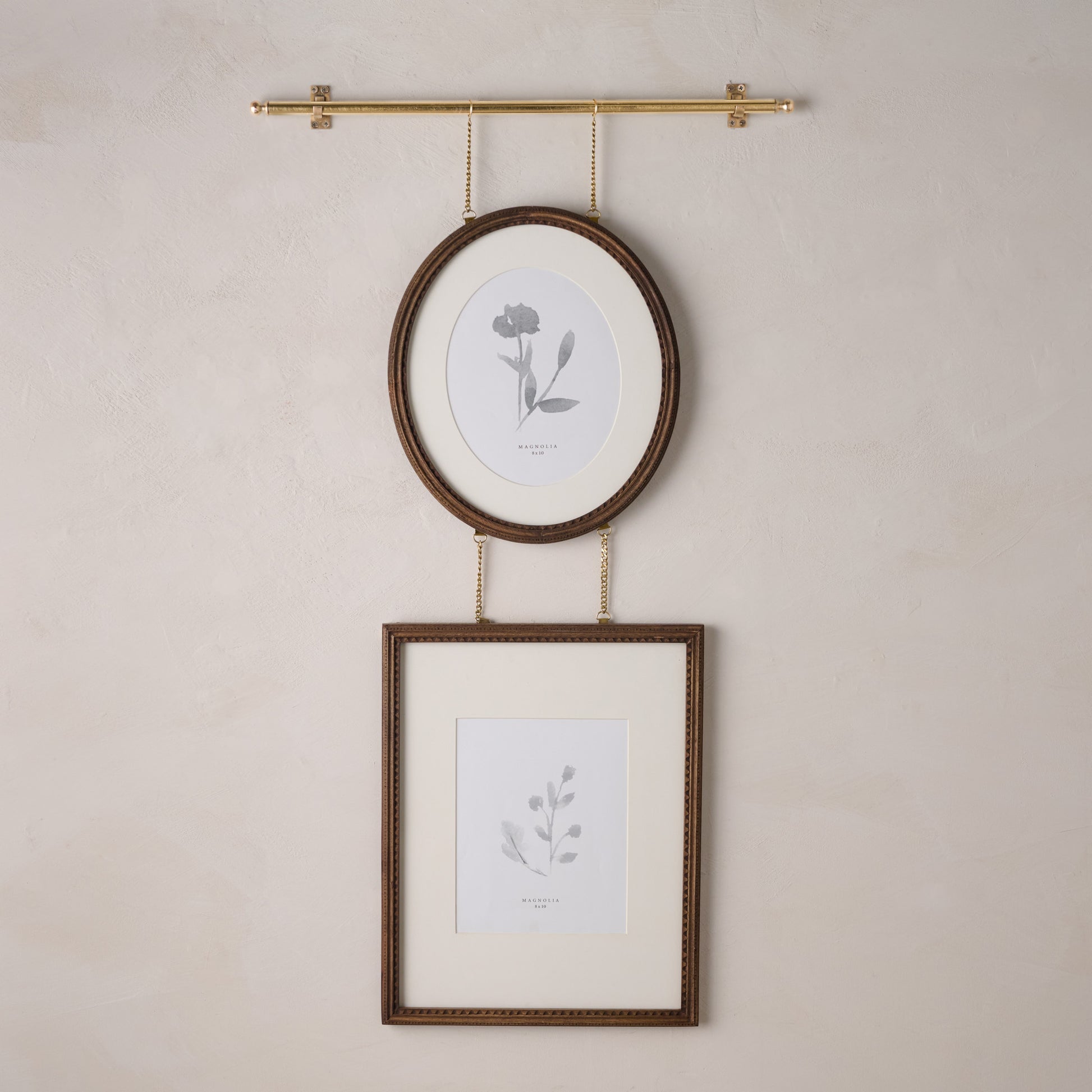 Colleen Wood and Brass Rail Multi Picture Frame