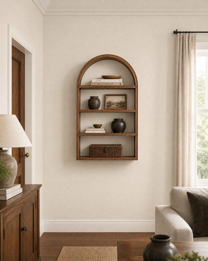 Hand Carved Wooden Archer Shelf-AI gen