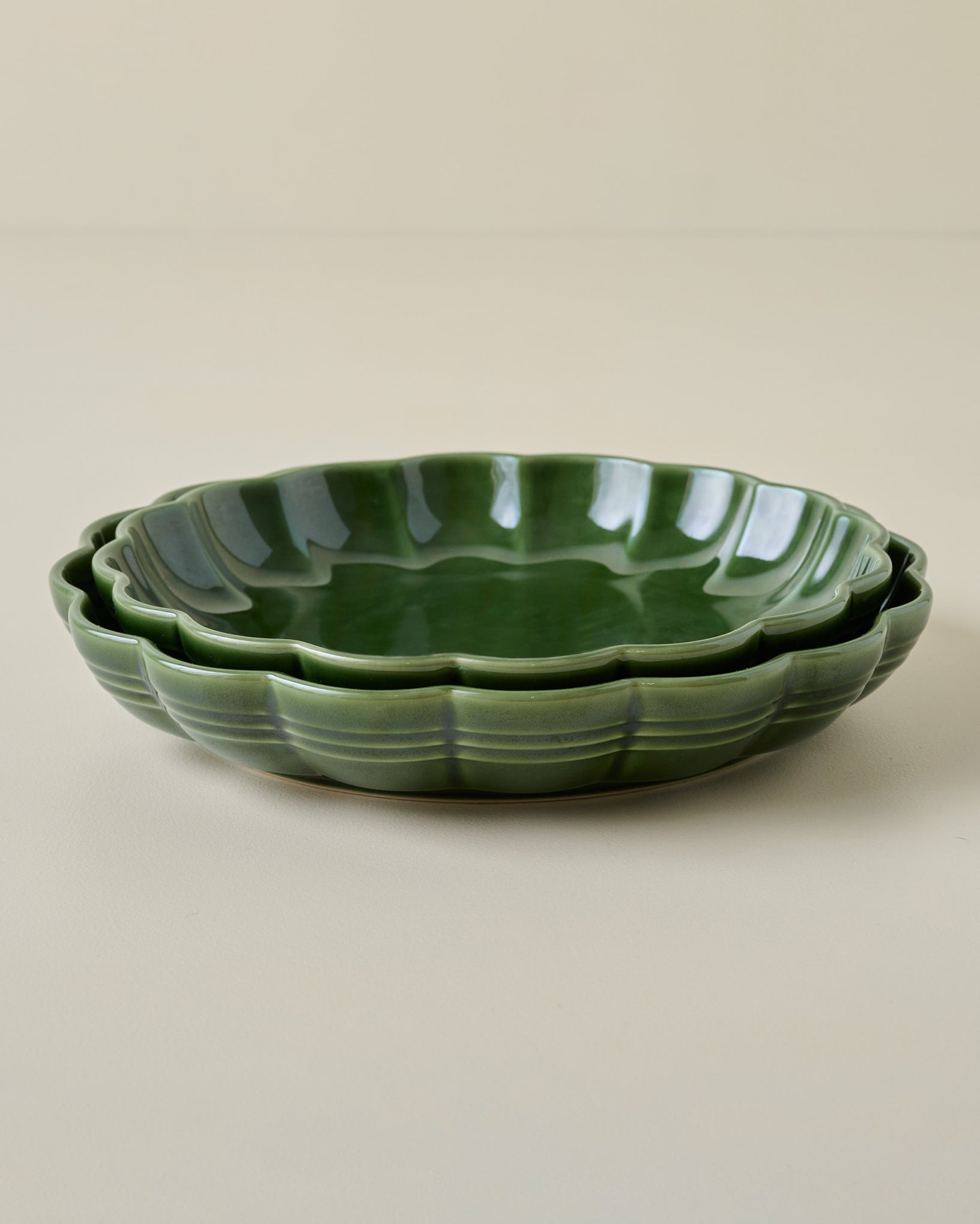 The Cottage Collection Forest Green Scalloped Baking Dish Set