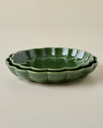The Cottage Collection Forest Green Scalloped Baking Dish Set