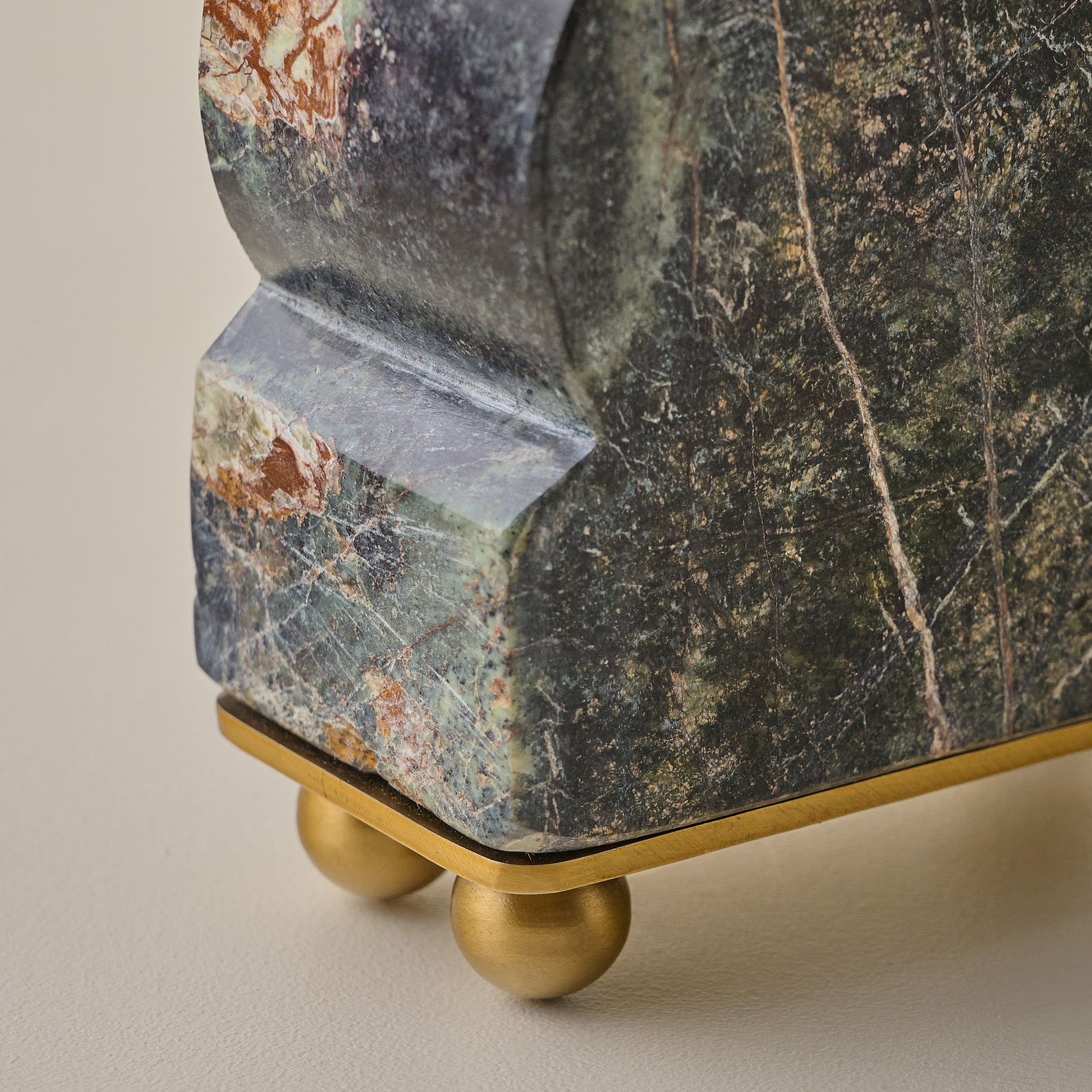 Henry Marble and Brass Bookends up close