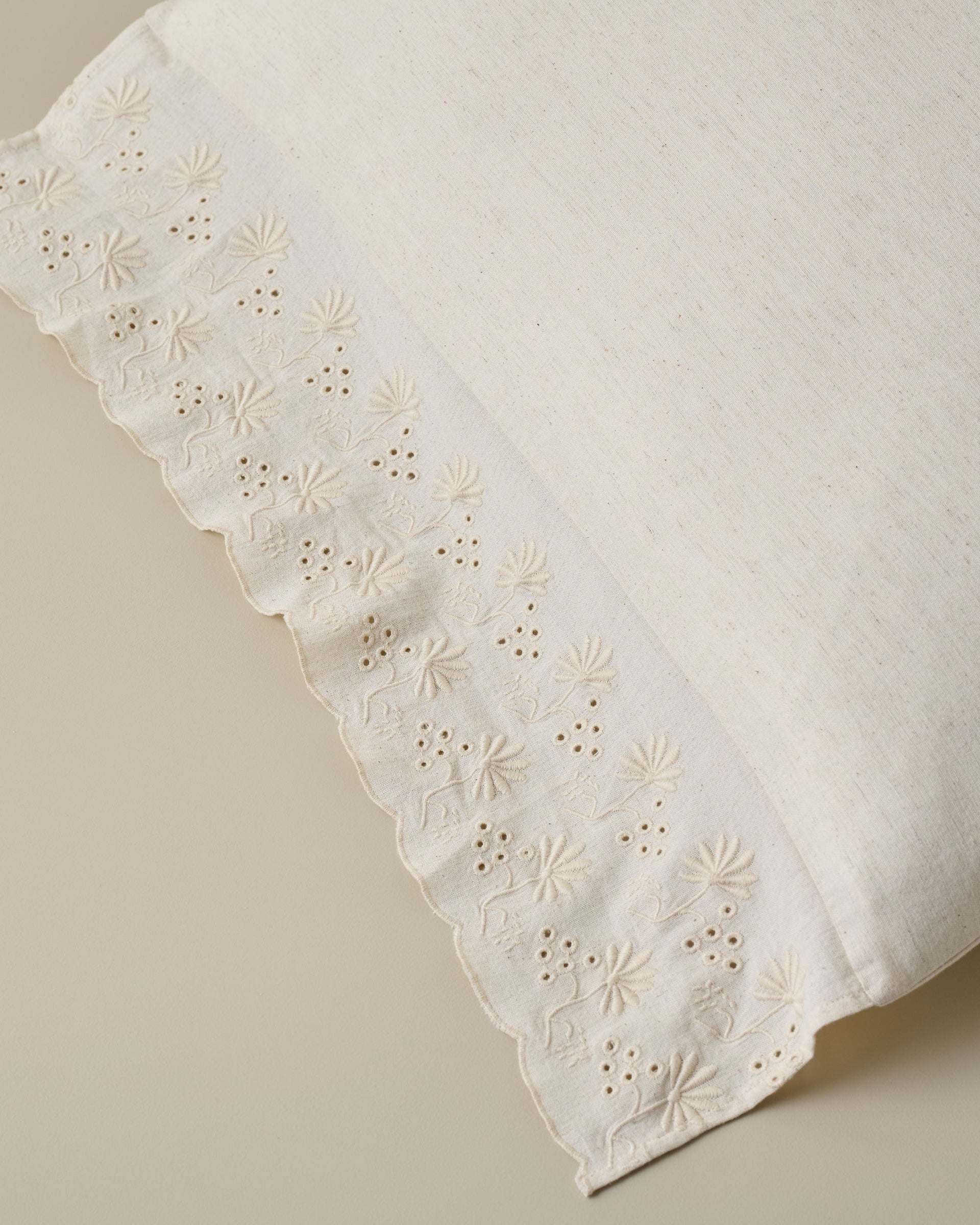 Clara Eyelet Flange Sham in Natural edge up close