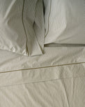 Hudson Yarn-Dyed Pinstripe Sheet Set in color Winter Moss