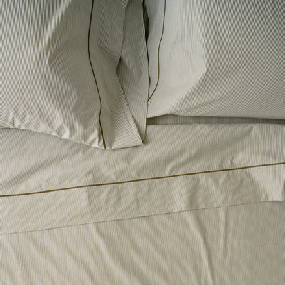 Hudson Yarn-Dyed Pinstripe Sheet Set in color Winter Moss
