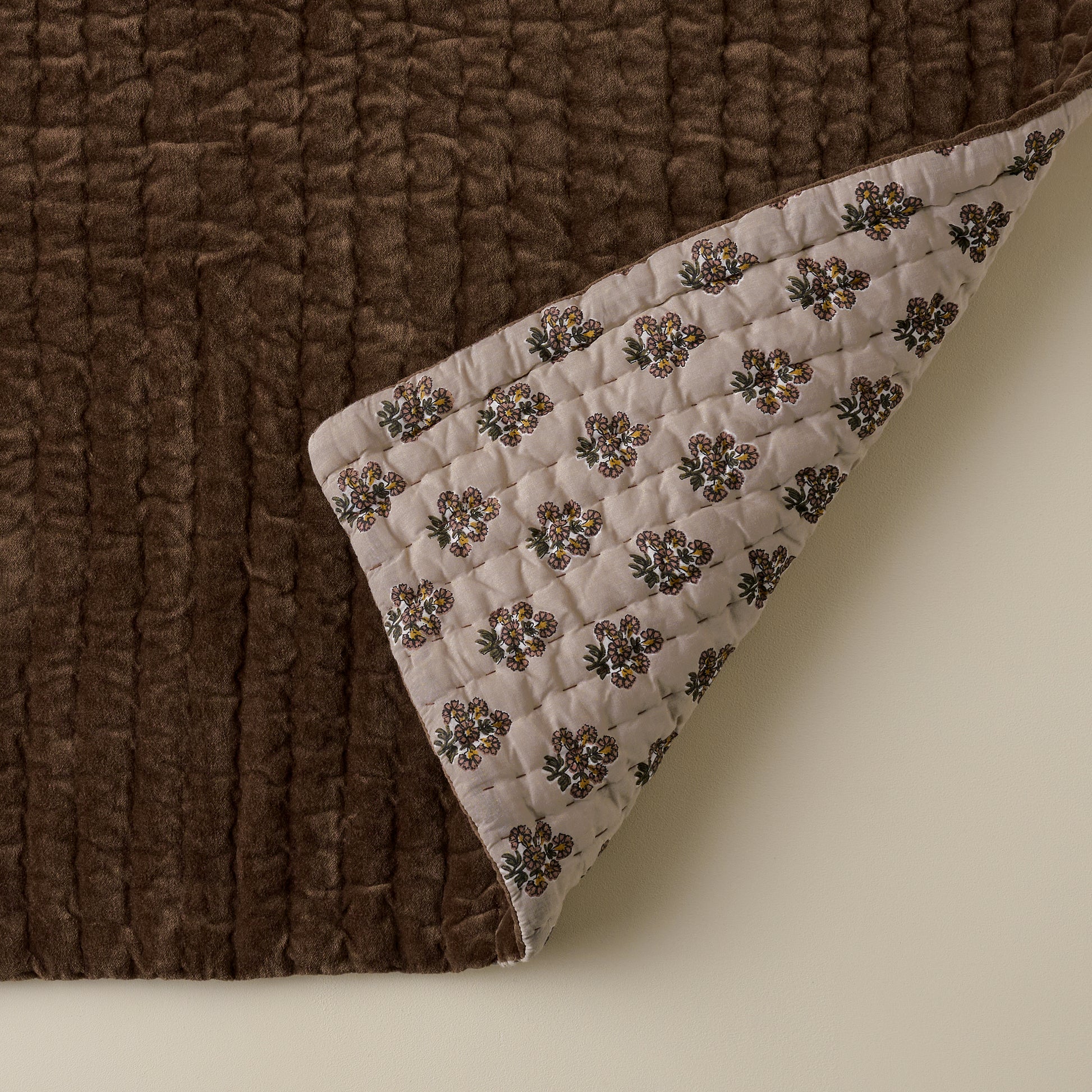 Desert Palm Audrey Velvet Block Print Quilt + Sham Set (King)