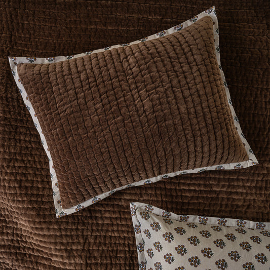 Standard Audrey Velvet Block Print Sham - Cedar
