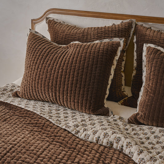 Audrey Velvet Block Print Quilt - Cedar
