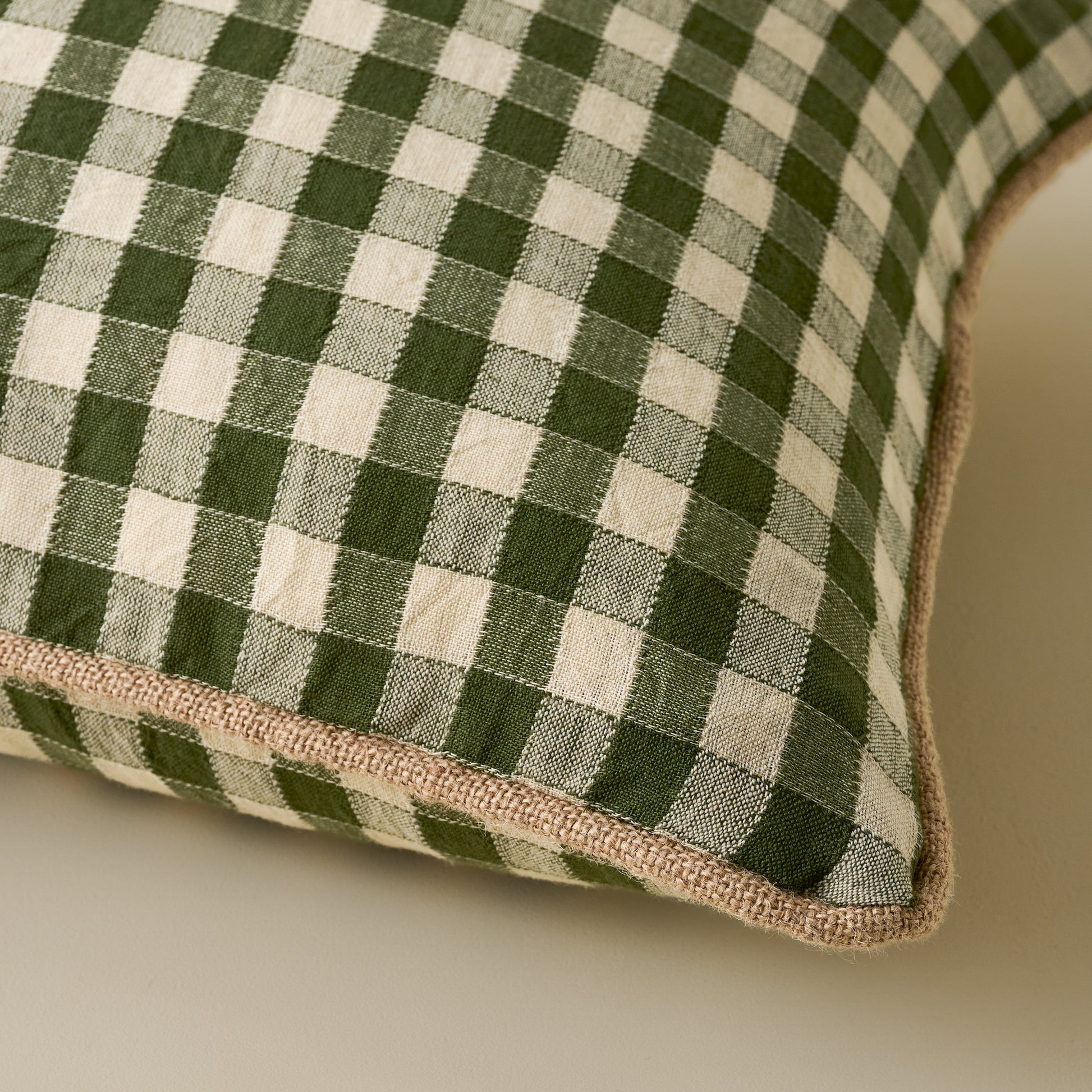 Gingham Small Lumbar Pillow corner up close