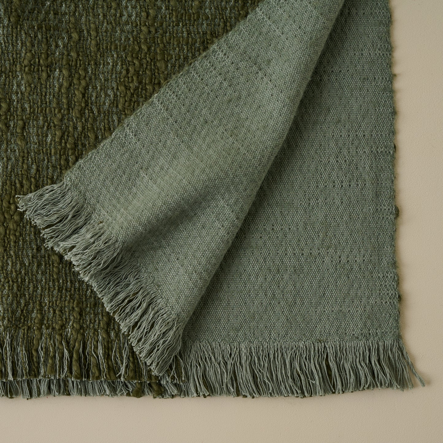 
Oversized Reversible Crosshatch Throw corner up close