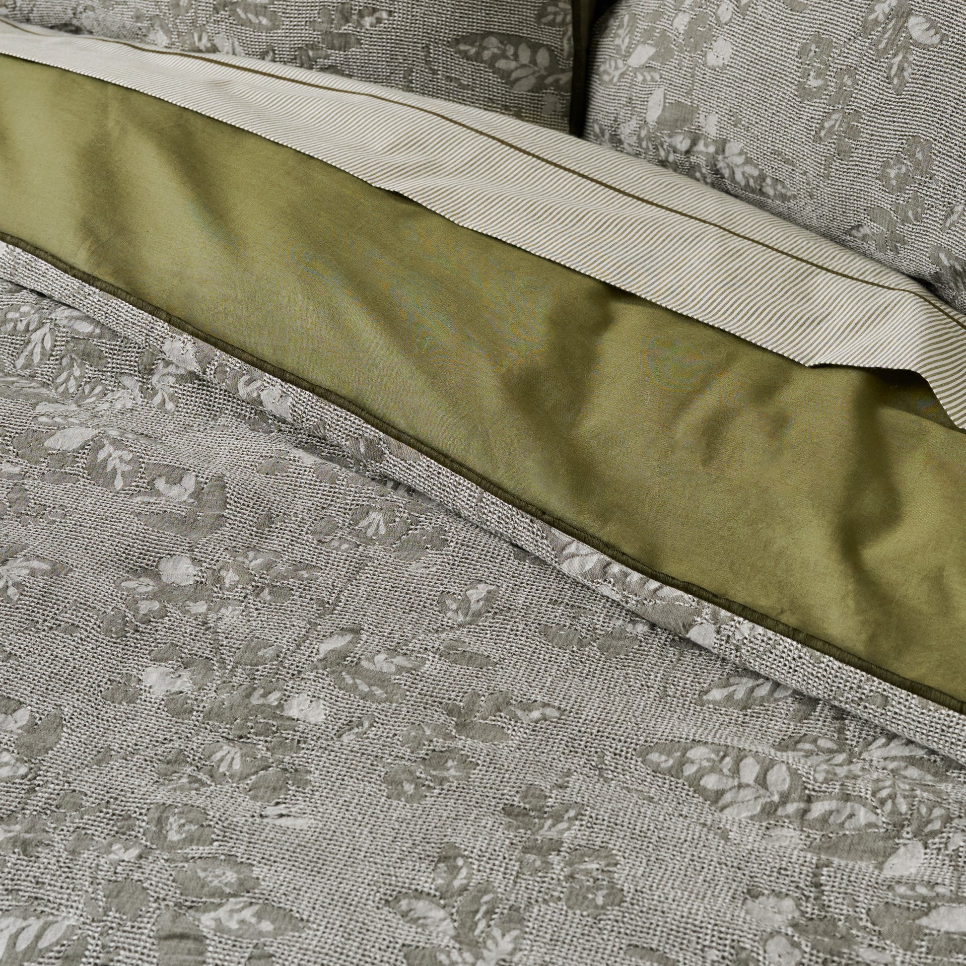 Willow Floral Jacquard Duvet Cover shown on bed