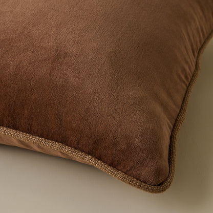 Lexie Velvet Pillow in Mocha corner up close