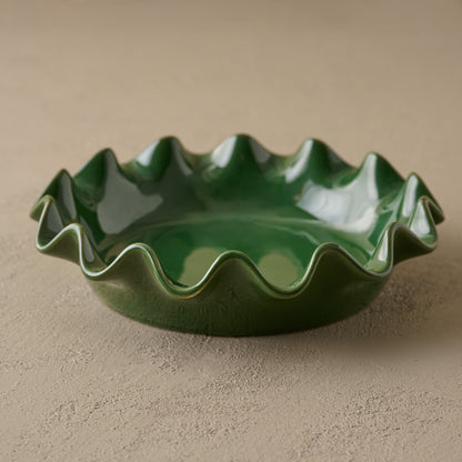 The Cottage Collection Forest Green Scalloped Pie Dish