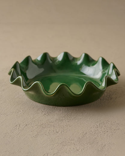 The Cottage Collection Forest Green Scalloped Pie Dish