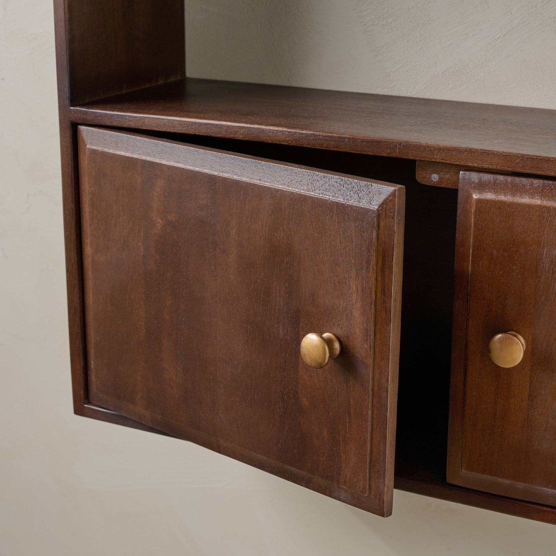 Dylan Wall Shelf with Doors up close