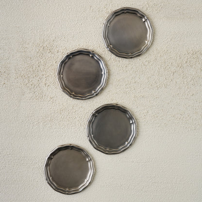 Vintage-Inspired Pewter Coaster Set